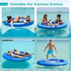 6 Ft Round Inflatable Water Hammock Floats For Adults 1-2 Person Lake Pool Beach