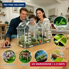 Jumping Spider Enclosure, Acrylic Terrarium with Partition Divider (1-2 Compartm