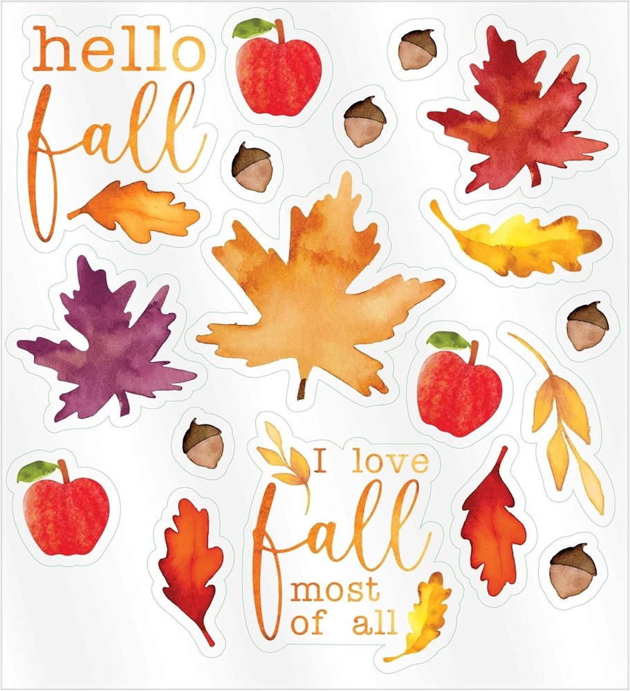 Fresh Autumn Leaves Fall Theme Thanksgiving Party Vinyl Window Decorations