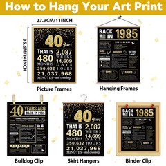 40th Birthday Gifts for Men 1985 Birthday Decorations 3 Pieces 11 x 14 Back in 1