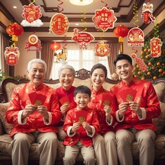 Chinese New Year Decorations 2026, Happy Banner with Red