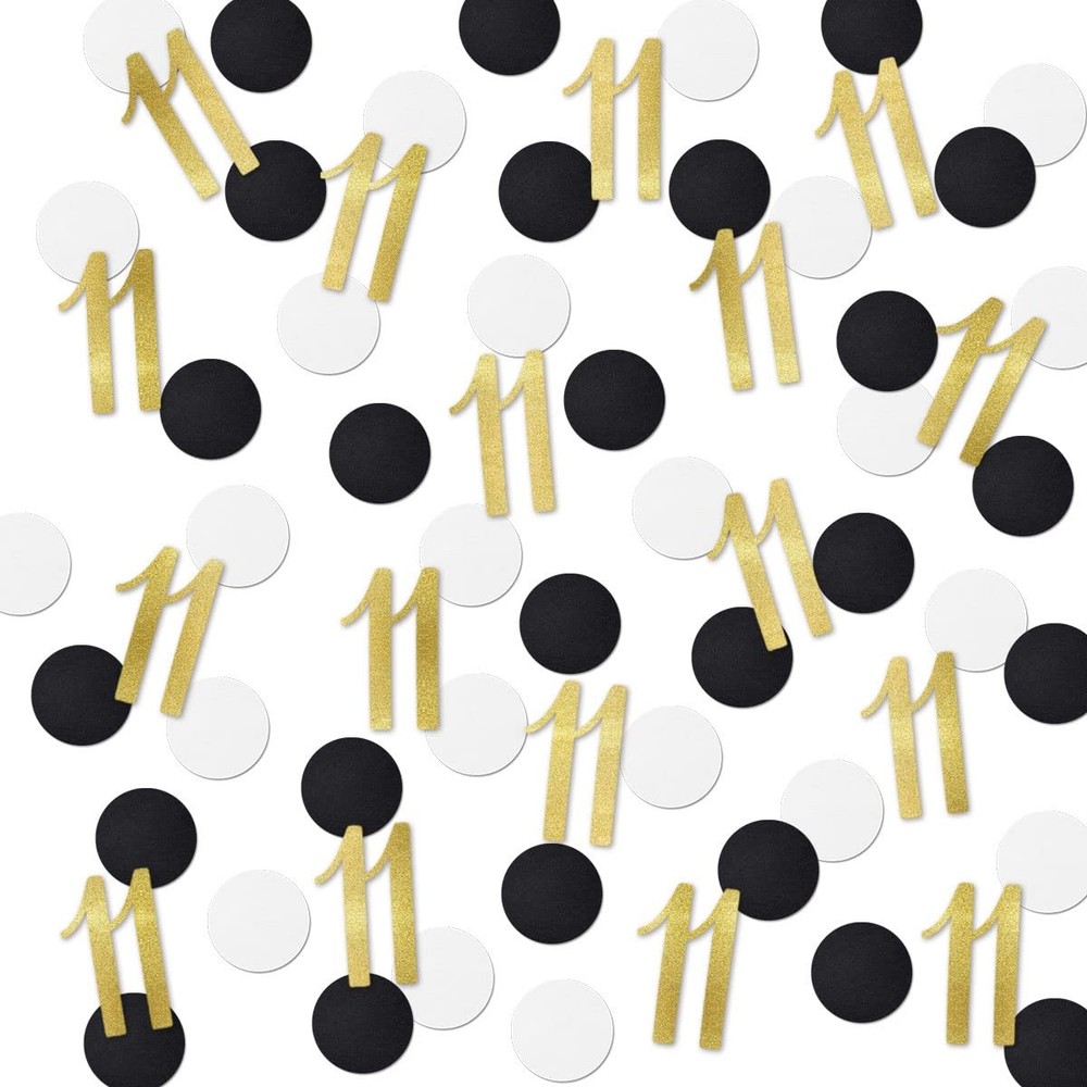 200 PCS Gold Glitter Number 11 Table Confetti 11th Birthday Anniversary Decor