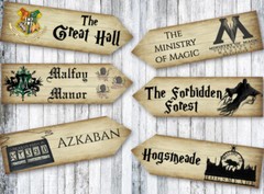 6 Harry Potter Hogwarts Wizards Party Decoration Arrow Signs