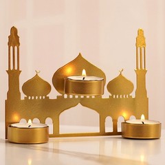 Eid Mubarak Candle Holder Metal Ramadan Home Decoration Table Ornament JQ