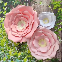 Blush Pink White 3D Flower with Leaf for Nursery Wall Decorations Girl Baby S…