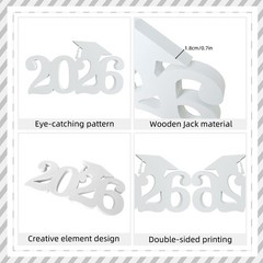Class of 2026 Decorations Wood Centerpieces 13x7inch Double-sided Hollow Design