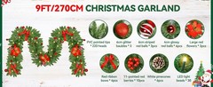 Christmas Garland with Lights 9FT Timer Prelit Garland Battery Operated Outdoor