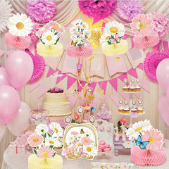 9 Pcs Daisy Flower Birthday Party Decorations Daisy Butterfly Honeycomb Centerpi