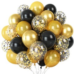 Balloons Gold and Black, 60PCS Black Metallic Chrome Gold Pearly Gold Black Gold