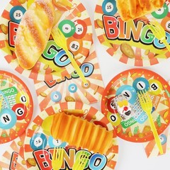 Bingo Party Supplies Pack for 24 Guests Party Tableware Seating Decorations
