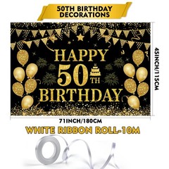 50th Birthday Party Decorations Banner Sign for Men Women Adults Celebration