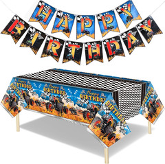 3 Pcs Monster Truck Tablecloths Plastic Happy Birthday Banner Monster Truck Birt