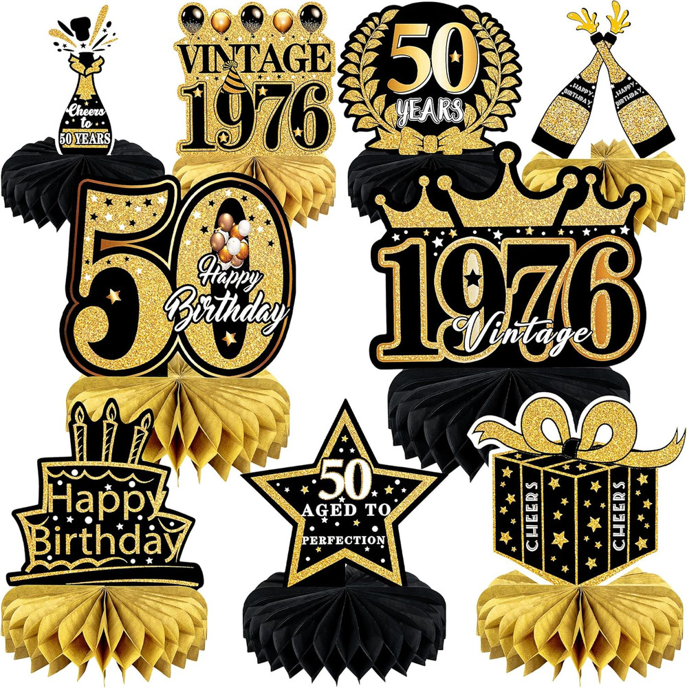 9 Pcs 50Th Birthday Decoration for Men Women 50Th Birthday Table Decorations Che