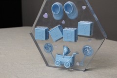 Hand crafted epoxy art !!!Blue Plastic Baby Shower Decoration with Blocks