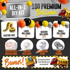ALL-IN-1 Balloon Arch Kit with BONUS Caution Tape & Truck Balloons – Balloons…