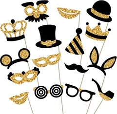 Elegant Black & Gold Birthday Photo Booth Props – Perfect for Stunning Memories