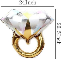 2Pcs Diamond Ring Aluminum Balloon,Wedding Bridal Shower Marriage Engagement …