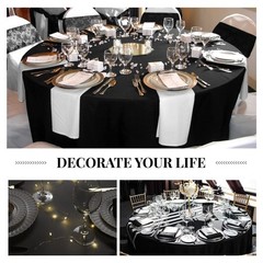 Teruntrue 4 Packs Round Tablecloths 108 Inches Black Polyester Fabric Circula…