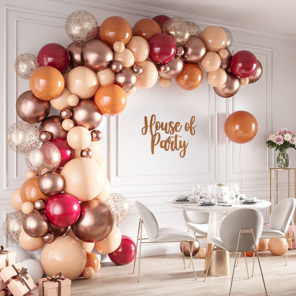 Burgundy Balloon Garland Kit – 158 Pcs Metallic Rose Gold, Pink, Burgundy and…