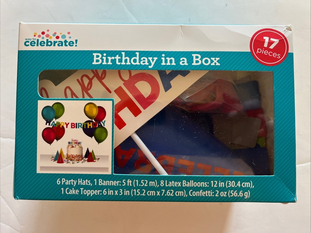Birthday Party Supplies Kit Bundle – Banner, Balloons, Cake Topper. NIB