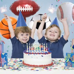 Sports Foil Balloon Set, 16PCS Baseball Soccer Balloon Basketball Football Ba…
