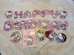 Hello kitty birthday Party Favor Bags, Banner, Plates, Decorations