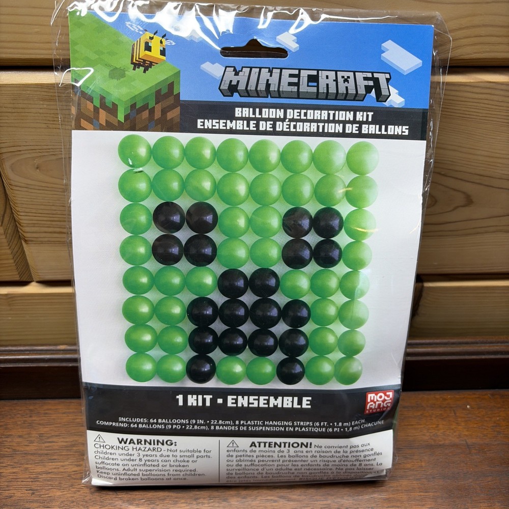 Minecraft Birthday Party Supplies-Creeper 64 Balloon Wall Decoration – SEALED