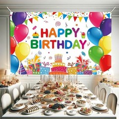 Happy Birthday Backdrop Banner Colorful Happy Birthday Party 6×3.6ft