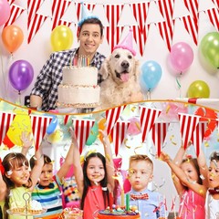 328ft 200 Pcs Carnival Circus Party Decorations Supplies, Red and White Strip…
