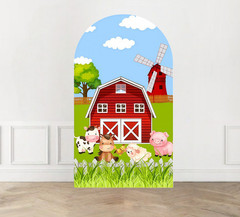 Farm Blue Sky White Clouds Arch Backdrop Cover Birthday Photo Background Party