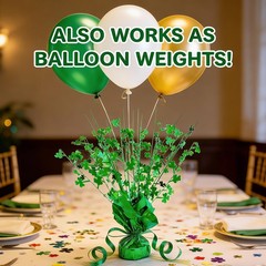 4 Pack St. Patrick’s Day Centerpieces – Green Foil Shamrock Spray Table Decor…