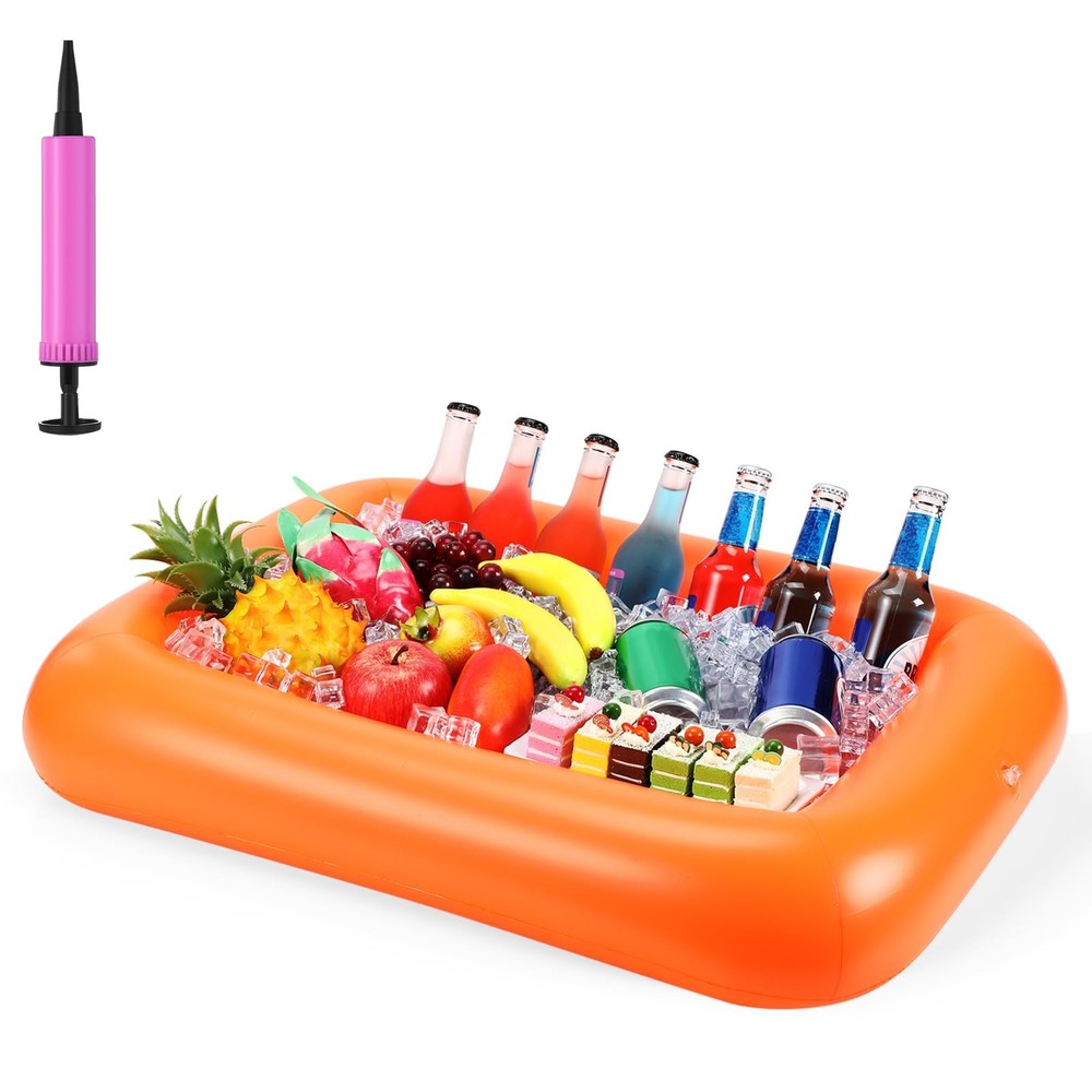 FillTouch Rectangular Inflatable Serving Bar Floating Drink Holder for Pool I…