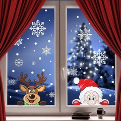300 PCS 8 Sheet Christmas Snowflake Window Cling Stickers Colorful, Style 1
