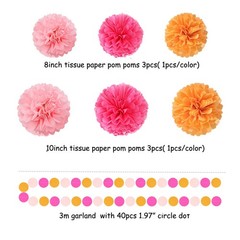 Hot-Pink Burnt-Orange Fall Party Decorations – 23pcs Baby Shower Tissue Pom P…