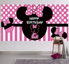 Charming Minnie 2nd Birthday Banner – Large 6.6×3.3 ft Photography Background