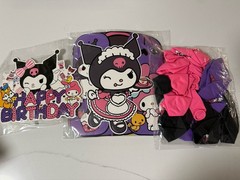 Sanrio Kuromi Birthday Party Decoration Set, Balloons & Backdrop, Purple Pink