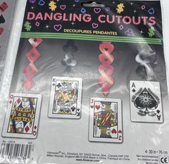 Casino Night Party Decorations Playing Card Dangling Cutouts, 6 Strings Suits.