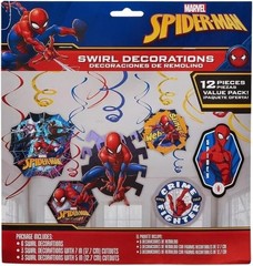Spiderman Hanging Swirls Decorations 12ct Birthday Party Supplies