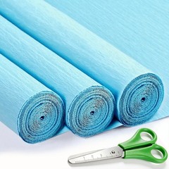3 PCS Blue Heavy Duty Crepe Paper Rolls Flowers Birthdays Wedding 17×98 Inch