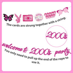 Y2K Party Decorations Early 2000S – 40 Pcs Pink Retro Themed Banner Party Hangin