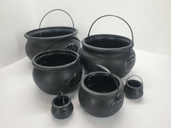 Halloween 6-in-1 Large Black Plastic Witches Cauldron for Party Decor