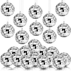 Assorted Mini Disco Balls – 20 Pcs Silver Reflective Ornaments for Celebrations