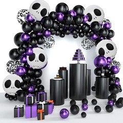 143pcs Halloween Decorations Black Purple Latex Balloon Rave Party Arch Decorati