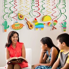 Mexican Fiesta Hanging Swirl Decorations Cinco De Mayo Supplies 15 PCS