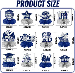 12Pcs Graduation Table Decorations,Silver and Navy Blue Graduation Decorations 2
