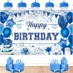 Blue Birthday Party Decorations Large Blue and White Birthday Banner for Men