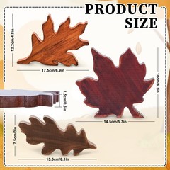 Whaline 3Pcs Fall Thanksgiving Retro Maple Leaves Wooden Red, Brown,orange
