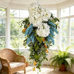 Seasonal Wreath with White Hydrangea Motif for Harvest Themed Event Decor