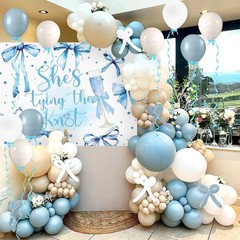 BACH AND BOUJEE She’s Tying The Knot Backdrop Blue Bridal Shower Banner