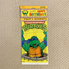 Vintage 1990 Teenage Mutant Ninja Turtles Birthday Party Banner 45″x12″ Sealed